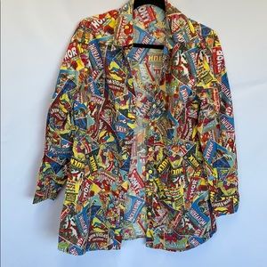 Marvel comic book print button down